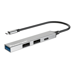 USB hub POWERTECH PT-1412 4x θυρών USB 3.2 5Gbps USB-C σύνδεση γκρι