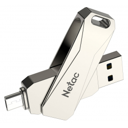 NETAC USB Flash Drive U381 32GB USB 3.0 & Micro USB OTG Ασημί