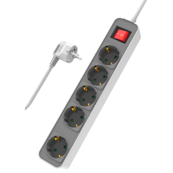 POWERTECH πολύπριζο ασφαλείας PT-1057 5x schuko 16A 1.4m λευκό