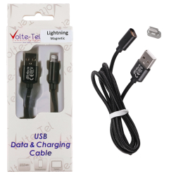 Καλώδιο Volte-Tel VCD07 2.1A USB Braided Μαγνητικό με αντάπτορα Lightning 1m