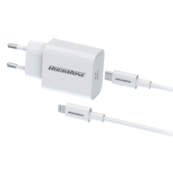 ROCKROSE φορτιστής τοίχου RRTCC04EU καλώδιο Lightning USB-C 20W Λευκό