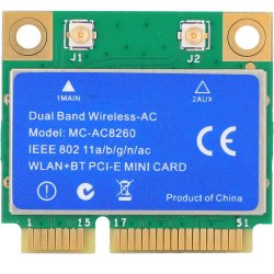 Κάρτα mini PCI-e MC-8260AC INTEL 8260AC 802.11ac 2x2 WiFi Dual Band 1200Mbps + Bluetooth 4.2