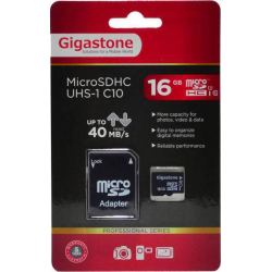 Κάρτα Μνήμης Gigastone MicroSDHC UHS-1 16GB C10 Professional Series με SD Αντάπτορα