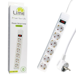 Πολύπριζο LIME LS-615W 6 θέσεων με διακόπτη & προστασία υπέρτασης 1,5m