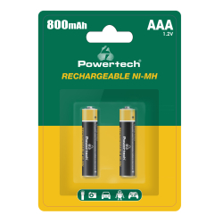 Επαναφορτιζόμενες μπαταρίες NI-MH PT-1403 AAA 800mah 1.2V 2τμχ POWERTECH