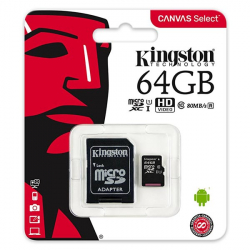 Κάρτα Μνήμης Kingston Micro SDXC 64GB Class 10 U1 + Adapter