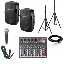 Audio Master Active Set 2 2x Ηχεία, Βάσεις, Κονσόλα, Μικρόφωνο & Καλώδια