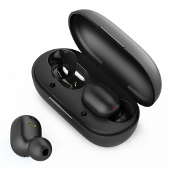 Ακουστικά Bluetooth Haylou GT1 Plus Qualcomm, true wireless, θήκη φόρτισης, μαύρα