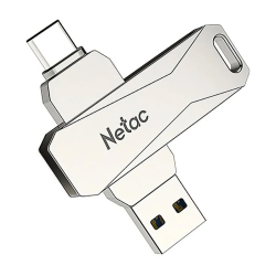 NETAC USB Flash Drive U782C 64GB USB 3.0 & USB Type-C OTG Ασημί