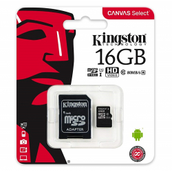 Κάρτα Μνήμης Kingston Micro SDHC 16GB Class 10 U1 + Adapter