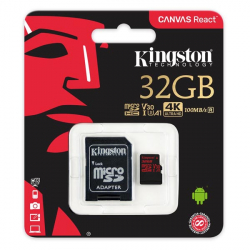 Κάρτα Μνήμης Kingston Canvas React Micro SDHC U3 32GB + Adapter