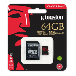 Κάρτα Μνήμης Kingston Canvas React Micro SDXC U3 64GB + Adapter