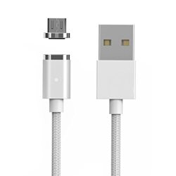 Καλώδιο USB 2.0 Μαγνητικό με αντάπτορα Micro USB 1m Ασημί