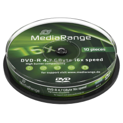 MediaRange DVD-R 4.7GB 16x Speed Cakebox 10τμχ