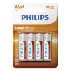 Μπαταρίες PHILIPS LongLife Zinc chloride R6L4B/10 AA R6 Mignon  4τμχ