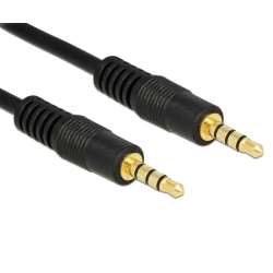 Καλώδιο Jack 3.5mm M-M, 4 pin, OD: 4.0mm copper 1m μαύρο Premium