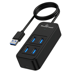POWERTECH USB 3.2 hub PTR-0157 4x θυρών, 5Gbps USB σύνδεση 1m μαύρο