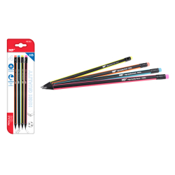 MP Ξύλινο μολύβι με γόμα τρίγωνο HB 4τμχ