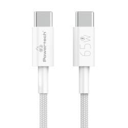Καλώδιο USB Type-C PTR-0181 65W PD Braided 1m Λευκό
