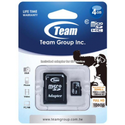 Κάρτα Μνήμης Teamgroup Micro SDHC 4GB Class 10 + Adapter