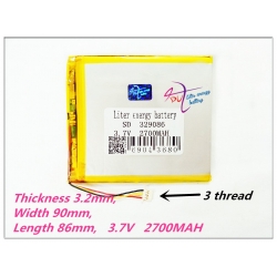 Μπαταρία tablet lithium polymer 329086 3.7V 2700MAH 3 wired plug