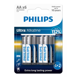 PHILIPS Ultra αλκαλικές μπαταρίες LR6E4BP/10 AA LR6 1.5V 6τμχ