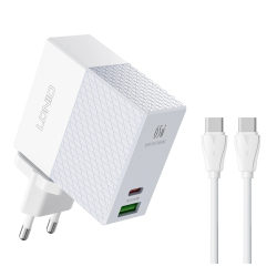 Φορτιστής τοίχου LDNIO A2620C με καλώδιο USB & USB-C 65W PD Λευκός