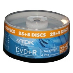 TDK DVD+R 25+5 Cake Box DVD0363
