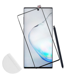 TEMPERED GLASS SAMSUNG NOTE 10 N970 6.28 9H 0.30mm 3D FULL GLUE SEMI CURVED FINGER UNLOCK BLACK + S