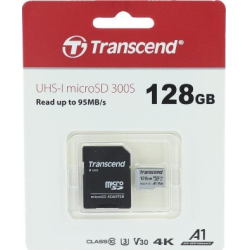 Κάρτα μνήμης Transcend 300s micro SDXC 128GB U3 V30 A1 + Adapter