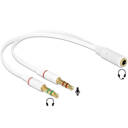 DELOCK Αντάπτορας από 3.5mm 4-pin jack θυληκό σε 2x 3.5mm 3-pin jack αρσενικό