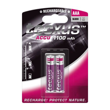 Επαναφορτιζόμενη μπαταρία 1.2 Volt 1100mA AAA Tecxus ACCU 2τμχ