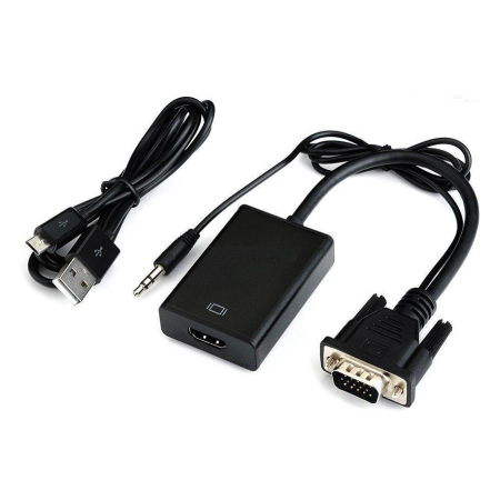 Αντάπτορας VGA + Audio 3.5mm σε HDMI 1080p usb powered Μαύρος