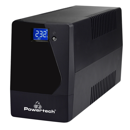 UPS Line Interactive PowerTech PT-1050LCD 1050VA 630W με AVR 2x Schuko 2x RJ45/RJ11