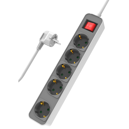 POWERTECH πολύπριζο ασφαλείας PT-1057 5x schuko 16A 1.4m λευκό