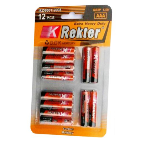 Αλκαλική μπαταρία Rekter AAA RO3P 1.5V 12pcs