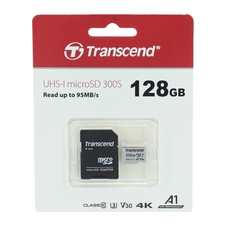 Κάρτα μνήμης Transcend 300s micro SDXC 128GB U3 V30 A1 + Adapter