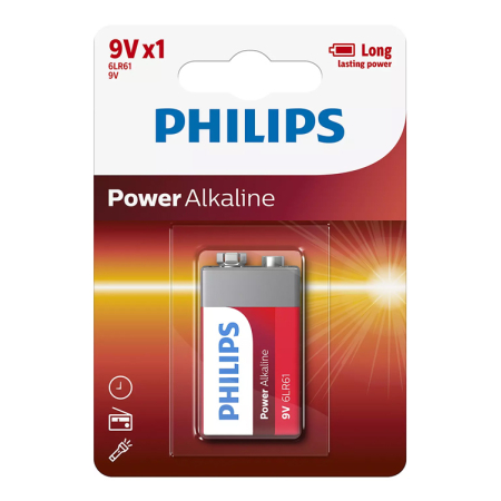 PHILIPS Power αλκαλική μπαταρία 6LR61P1B/10 6LR61 9V 1τμχ