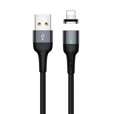 Καλώδιο POWERTECH PT-755 3.0A USB 2.0 σε Lightning  μαγνητικό 1m μαύρο