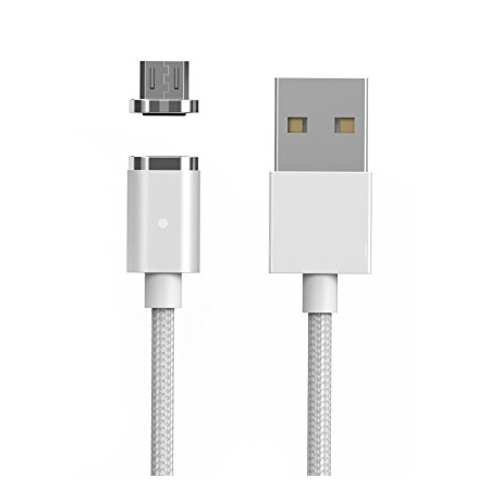 Καλώδιο USB 2.0 Μαγνητικό με αντάπτορα Micro USB 1m Ασημί