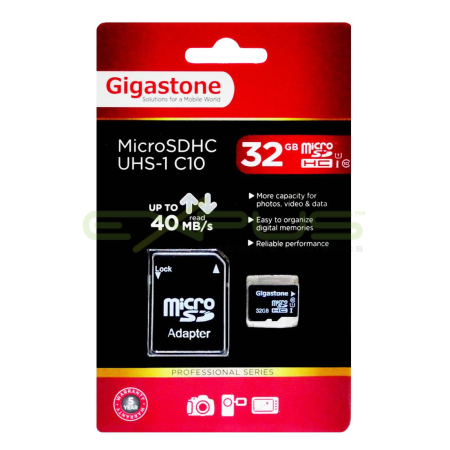 Κάρτα Μνήμης Gigastone MicroSDHC UHS-1 32GB C10 Professional Series με SD Αντάπτορα