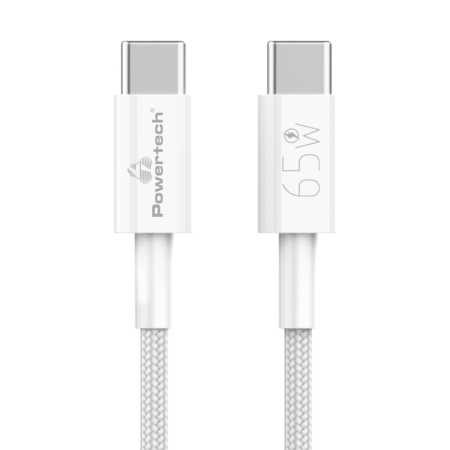 Καλώδιο USB Type-C POWERTECH PTR-0181 65W PD Braided 1m Λευκό