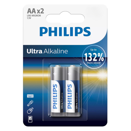 PHILIPS Ultra αλκαλικές μπαταρίες LR6E2B/10 AA LR6 1.5V 2τμχ