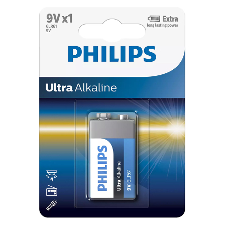 PHILIPS Ultra αλκαλική μπαταρία 6LR61E1B/10 6LR61 9V 1τμχ