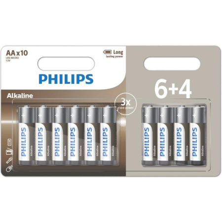 PHILIPS αλκαλικές μπαταρίες υψηλής απόδοσης AA LR6 1.5V 10τμχ