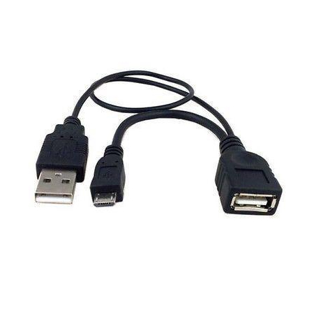 Micro 5 pin plug + USB A Male to USB Female Host OTG Cable + USB power 4
