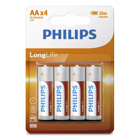 Μπαταρίες PHILIPS LongLife Zinc chloride R6L4B/10 AA R6 Mignon  4τμχ